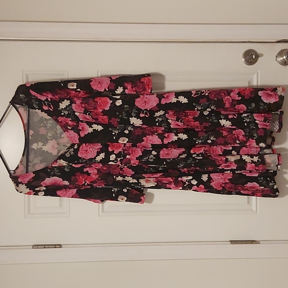 Torrid SWEETHEART SKATER DRESS - SUPER SOFT FLORAL BLACK
